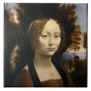 Portrait of Ginevra de Benci by Leonardo da Vinci Tile