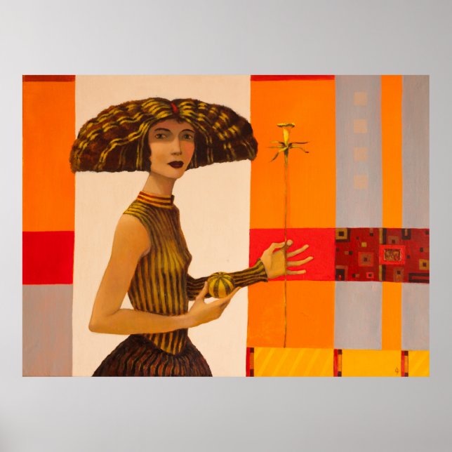 Portrait of girl, original oil painting on canvas poster (Front)