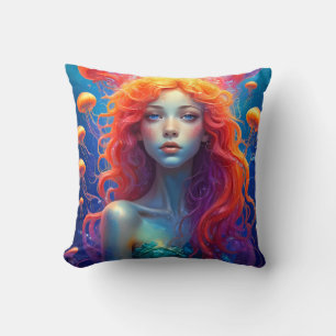 Portrait of girl with orange hair cushion