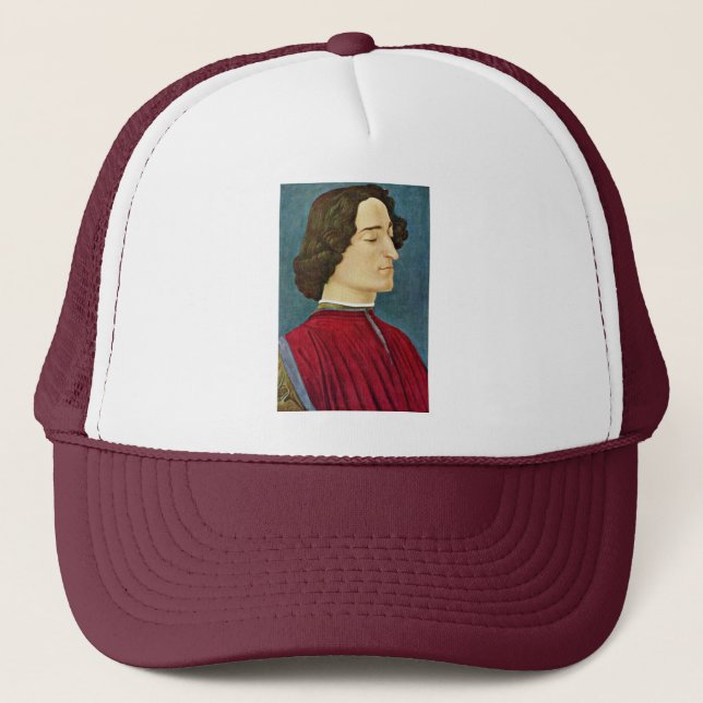 Portrait Of Giuliano De 'Medici By Botticelli Sand Trucker Hat (Front)
