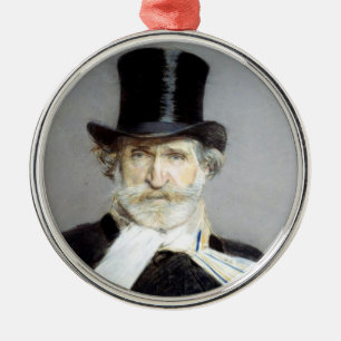 Portrait of Giuseppe Verdi, Italian Opera Composer Metal Ornament