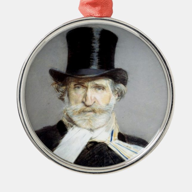 Portrait of Giuseppe Verdi, Italian Opera Composer Metal Ornament (Front)