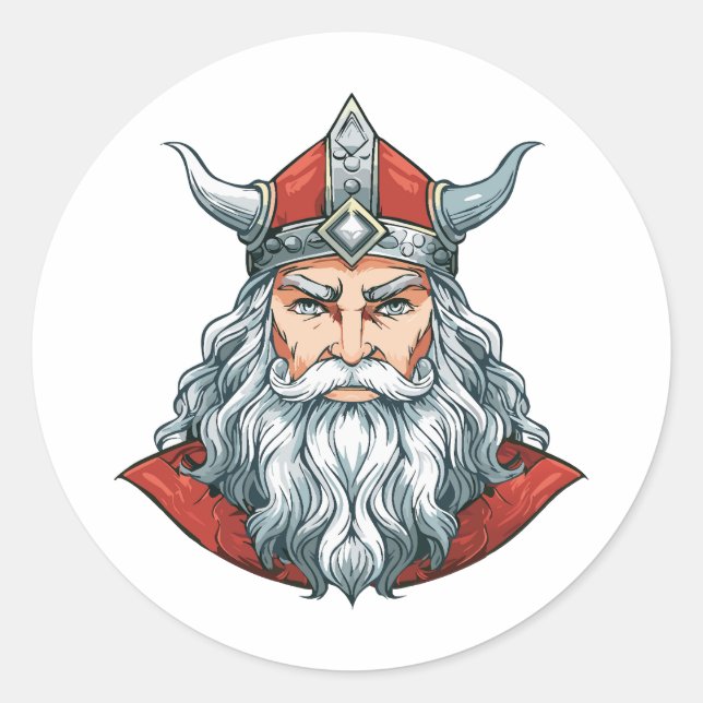 Portrait of God Odin Classic Round Sticker (Front)