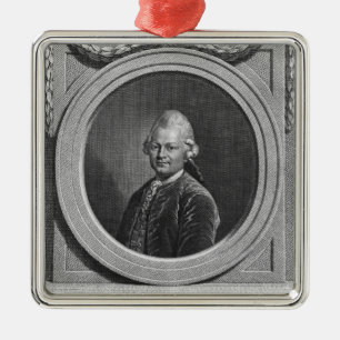 Portrait of Gotthold Ephraim Lessing Metal Tree Decoration