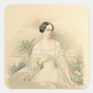 Portrait of Grand Duchess Olga Nikolaevna, 1846 Square Sticker