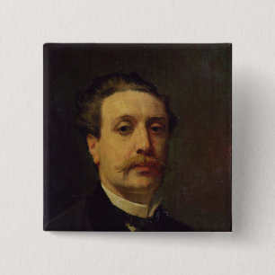 Portrait of Guy de Maupassant 1876 15 Cm Square Badge