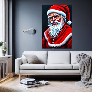 Portrait of happy cool Santa Claus   AI Art Poster