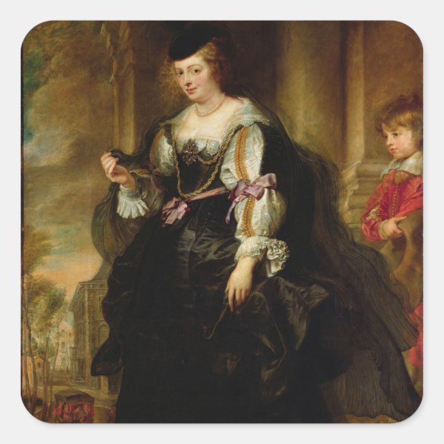 Portrait of Helene Fourment with a Coach, c.1639 Square Sticker (Front)