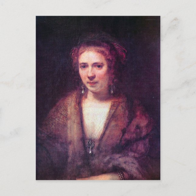 Portrait of Hendrickje Stoffels by Rembrandt Postcard (Front)