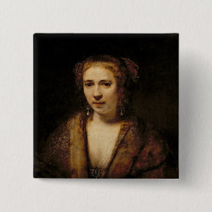 Portrait of Hendrikje Stoffels 15 Cm Square Badge