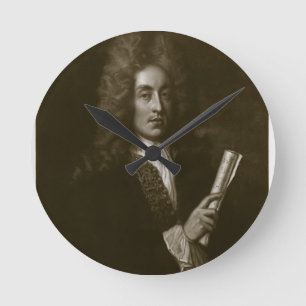 Portrait of Henry Purcell (1659-95) engraved by Ge Round Clock