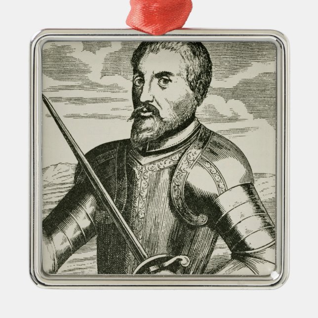 Portrait of Hernando de Soto Metal Tree Decoration (Front)