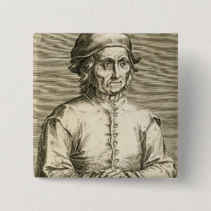 Portrait of Hieronymus Bosch (c.1450-1516) plate 3 15 Cm Square Badge