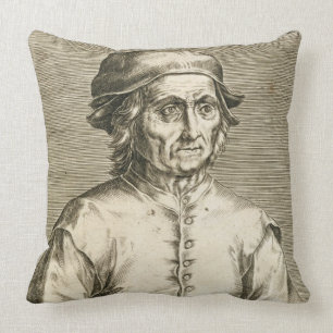 Portrait of Hieronymus Bosch (c.1450-1516) plate 3 Cushion