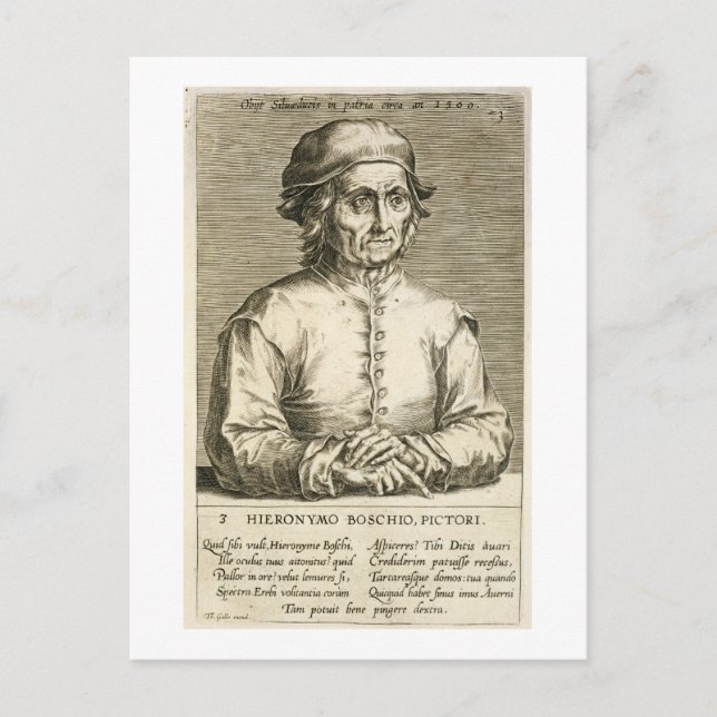 Portrait of Hieronymus Bosch (c.1450-1516) plate 3 Postcard (Front)