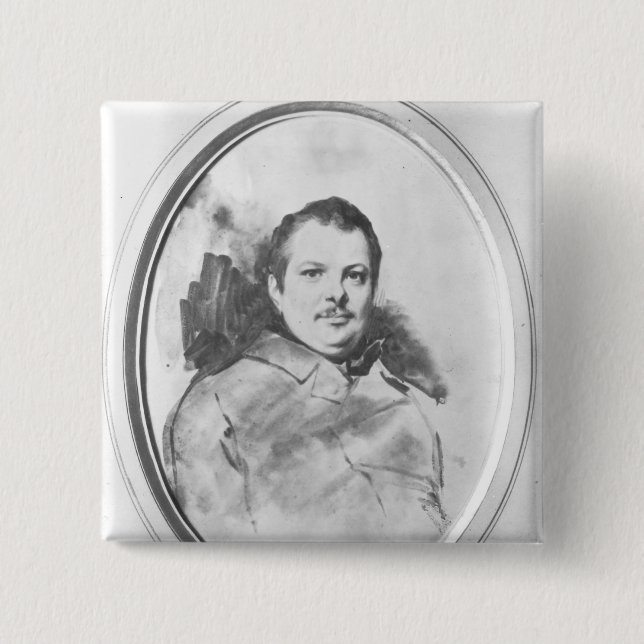 Portrait of Honore de Balzac  c.1820 15 Cm Square Badge (Front)