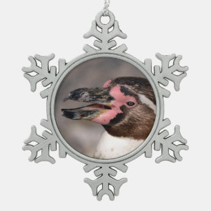 Portrait of Humboldt  penguin Jigsaw Puzzle Snowflake Pewter Christmas Ornament