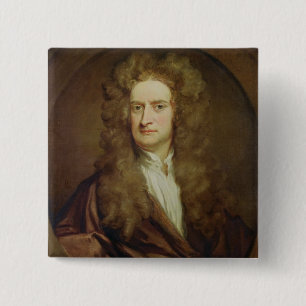 Portrait of Isaac Newton  1702 15 Cm Square Badge