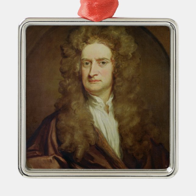 Portrait of Isaac Newton  1702 Metal Ornament (Front)