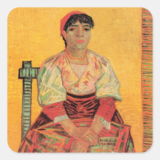 Portrait of Italian Woman by Vincent van Gogh Square Sticker (Front)