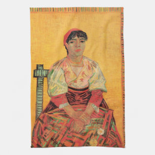 Portrait of Italian Woman by Vincent van Gogh Tea Towel