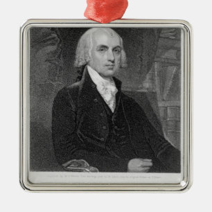 Portrait of James Madison, engraved by William A. Metal Tree Decoration