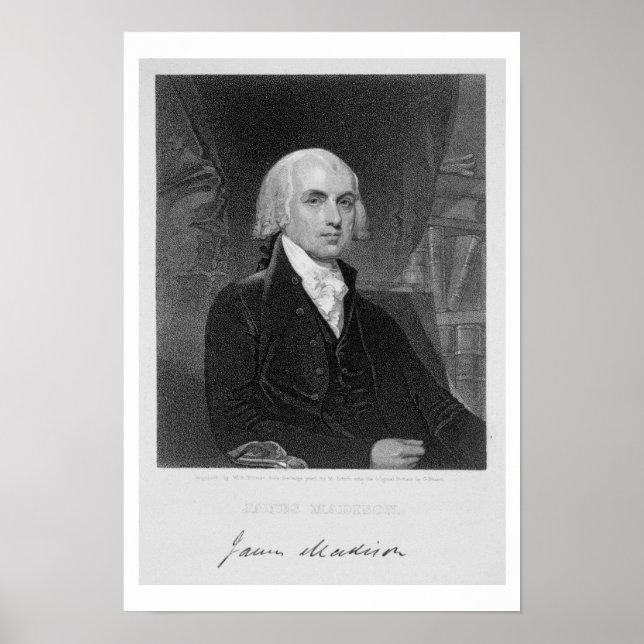 Portrait of James Madison, engraved by William A. Poster (Front)