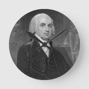 Portrait of James Madison, engraved by William A. Round Clock