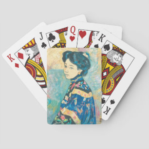Portrait of Japanese Woman (by Fujishima Takeji) Playing Cards
