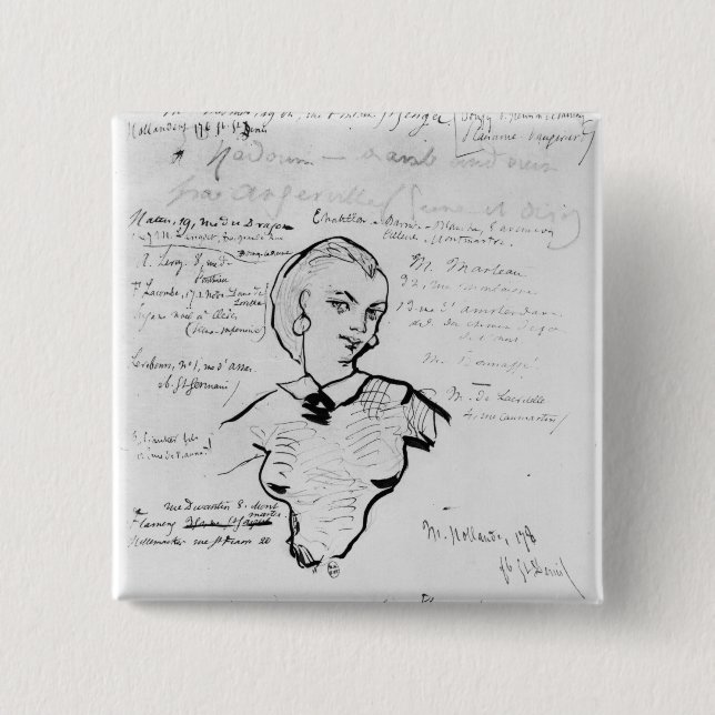 Portrait of Jeanne Duval 15 Cm Square Badge (Front)