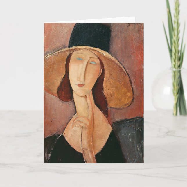Portrait of Jeanne Hebuterne in a large hat Card (Front)