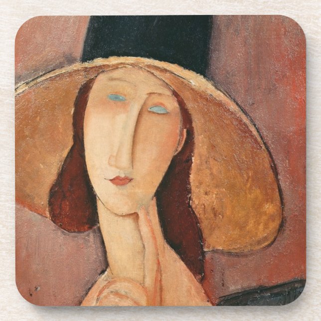 Portrait of Jeanne Hebuterne in a large hat Coaster (Front)