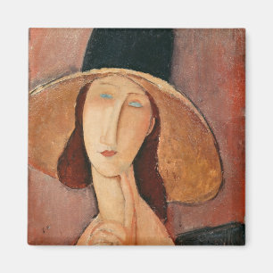 Portrait of Jeanne Hebuterne in a large hat Magnet