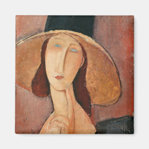 Portrait of Jeanne Hebuterne in a large hat Magnet