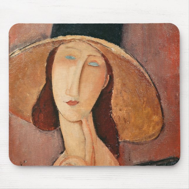 Portrait of Jeanne Hebuterne in a large hat Mouse Pad (Front)