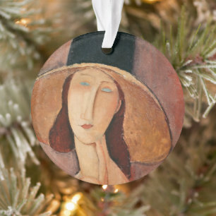 Portrait of Jeanne Hebuterne in a large hat Ornament