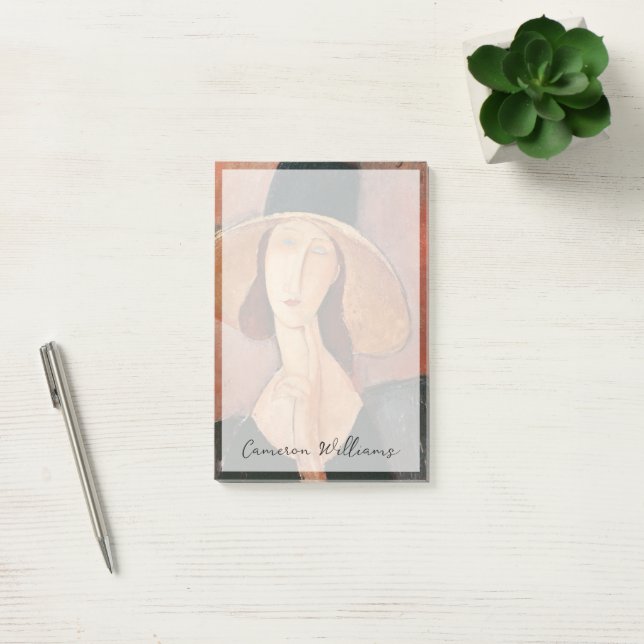 Portrait of Jeanne Hebuterne in a large hat Post-it Notes (Office)