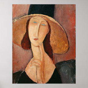 Portrait of Jeanne Hebuterne in a large hat Poster