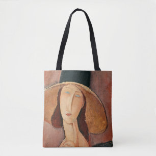 Portrait of Jeanne Hebuterne in a large hat Tote Bag