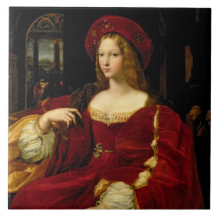 Portrait of Jeanne of Aragon (c.1500-77) wife of A Ceramic Tile