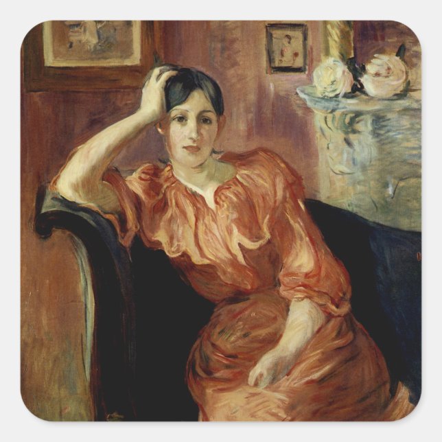 Portrait of Jeanne Pontillon Square Sticker (Front)