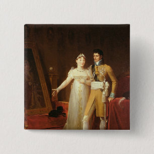 Portrait of Jerome Bonaparte and his wife 15 Cm Square Badge
