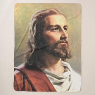 Portrait of Jesus Sherpa Blanket