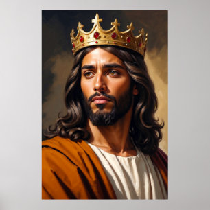 Portrait of Jesus Wearing a Golden Crown Poster