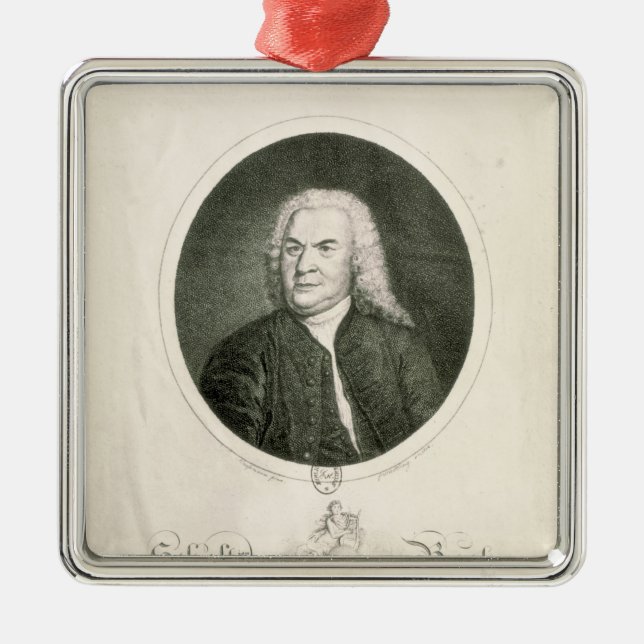 Portrait of Johann Sebastian Bach Metal Ornament (Front)