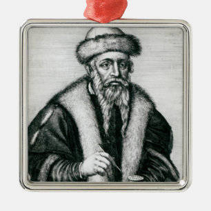 Portrait of Johannes Gutenberg Metal Tree Decoration