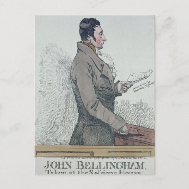 Portrait of John Bellingham  1812 Postcard (Front)