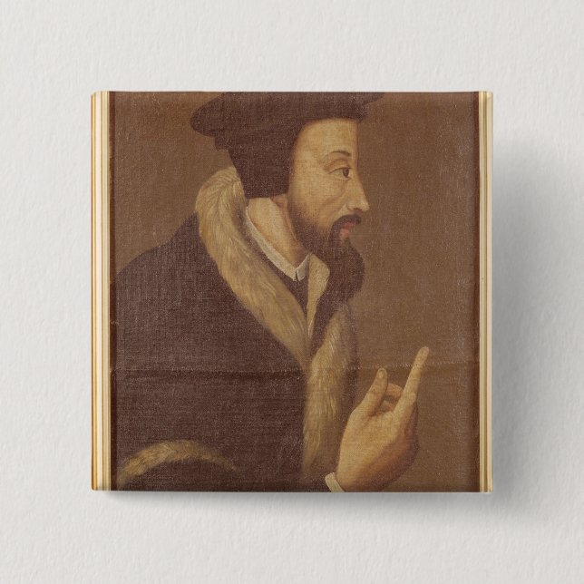 Portrait of John Calvin 15 Cm Square Badge (Front)