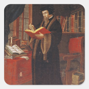 Portrait of John Calvin Square Sticker
