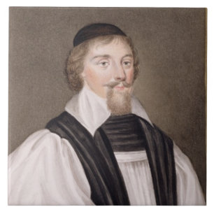 Portrait of John Jewel (1522-71) Bishop of Salisbu Tile